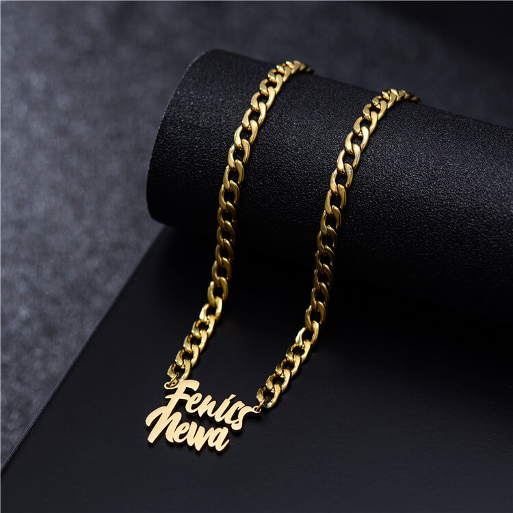 thicker chains name necklace with two names