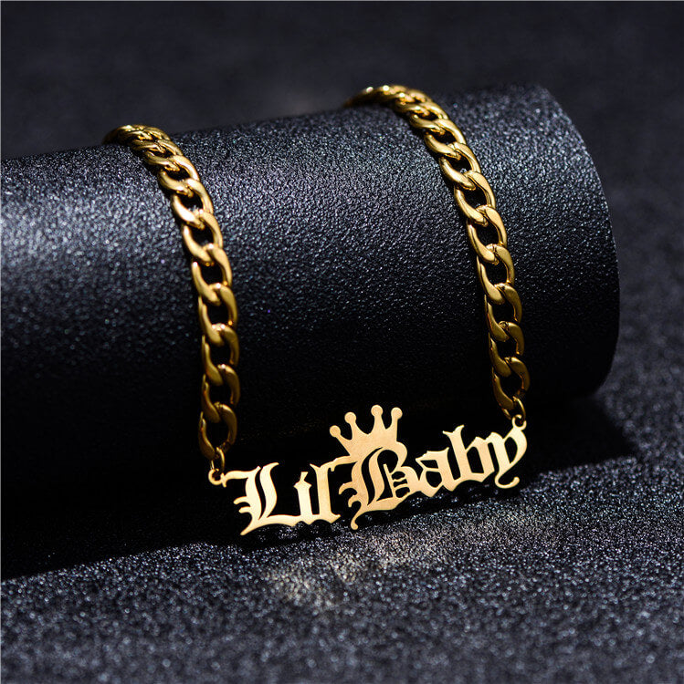 link chains necklace with crown